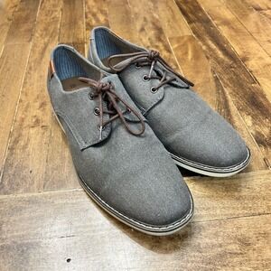 George Mens Size 10 Gray Canvas Lace Up Oxford Dress Shoes Casual Comfort